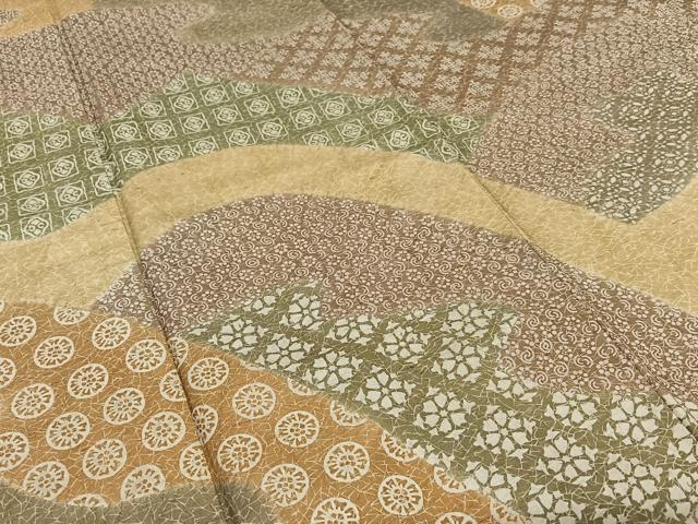 平和屋着物●訪問着　紬地　道長花文　正絹　逸品　AAAZ0240zg