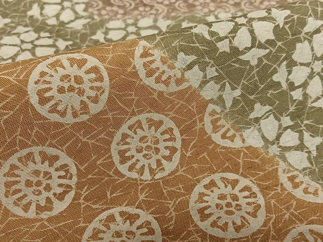 平和屋着物●訪問着　紬地　道長花文　正絹　逸品　AAAZ0240zg