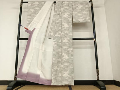 平和屋着物●本場大島紬　白大島　120亀甲　雲重ね文　正絹　逸品　AAAZ0241zg