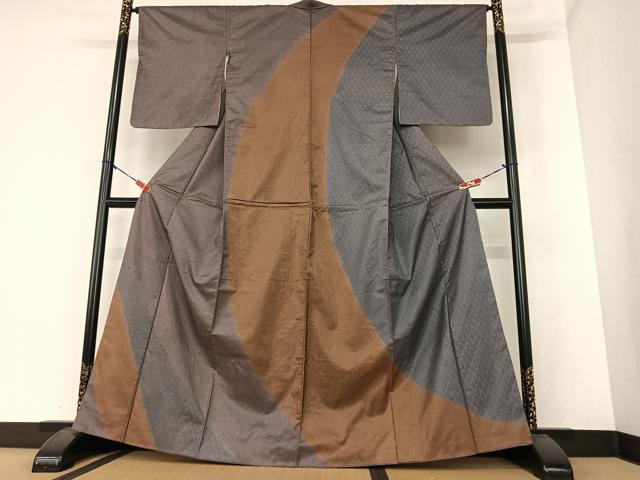 平和屋着物●本場染大島紬 網目文 正絹 逸品 AAAZ0242zg
