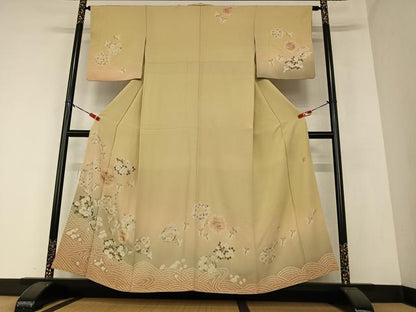 平和屋着物●十日町 名門 滝泰謹製 訪問着 手描き 絞り 刺繍 宝尽くし花蝶文 暈し染め 金彩 正絹 逸品 AAAZ0251zg