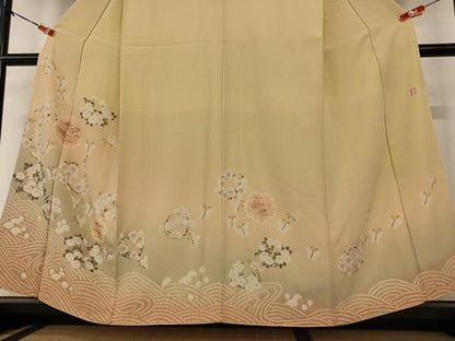 平和屋着物●十日町 名門 滝泰謹製 訪問着 手描き 絞り 刺繍 宝尽くし花蝶文 暈し染め 金彩 正絹 逸品 AAAZ0251zg