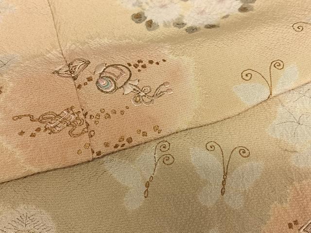平和屋着物●十日町 名門 滝泰謹製 訪問着 手描き 絞り 刺繍 宝尽くし花蝶文 暈し染め 金彩 正絹 逸品 AAAZ0251zg