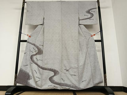 平和屋着物●訪問着 駒刺繍 絞り 敷松葉 反端付き 正絹 逸品 AAAZ0256zg