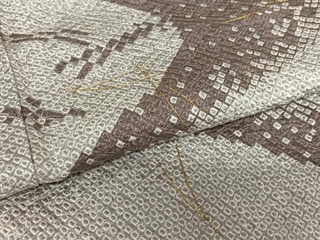平和屋着物●訪問着 駒刺繍 絞り 敷松葉 反端付き 正絹 逸品 AAAZ0256zg