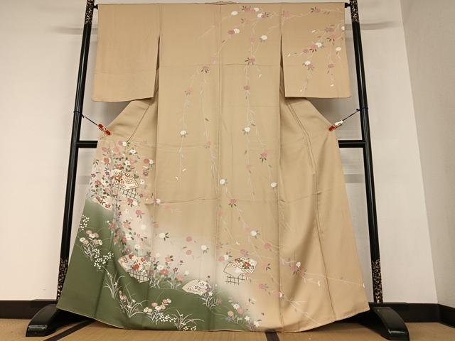 平和屋着物●訪問着 地紙重ね花文 暈し染め 金彩 正絹 逸品 AAAZ0258zg