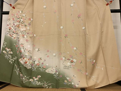 平和屋着物●訪問着 地紙重ね花文 暈し染め 金彩 正絹 逸品 AAAZ0258zg