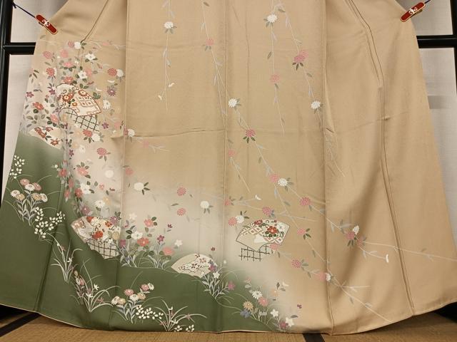 平和屋着物●訪問着 地紙重ね花文 暈し染め 金彩 正絹 逸品 AAAZ0258zg
