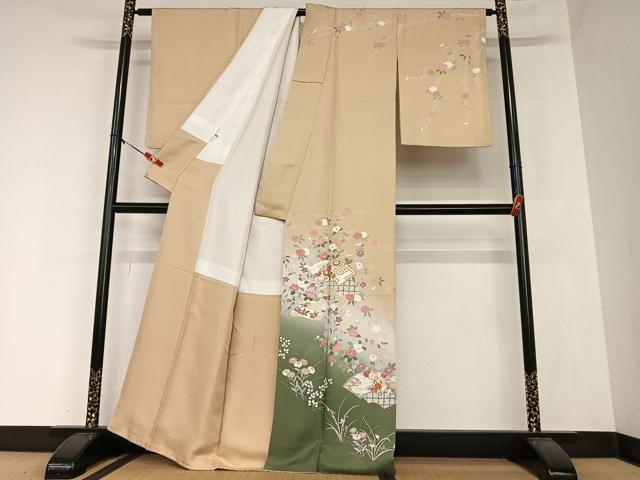 平和屋着物●訪問着 地紙重ね花文 暈し染め 金彩 正絹 逸品 AAAZ0258zg