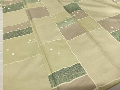 平和屋着物●上質な小紋　紬地　変わり市松文様　正絹　逸品　AAAZ0265zg
