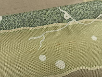 平和屋着物●上質な小紋　紬地　変わり市松文様　正絹　逸品　AAAZ0265zg