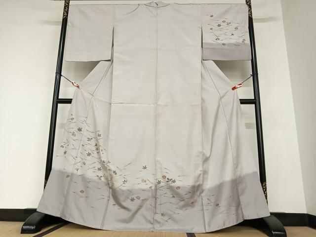 平和屋着物●京の名門・菱屋六右ェ門　紬　訪問着　吹き寄せ花文　暈し染め　正絹　逸品　AAAZ0267zg