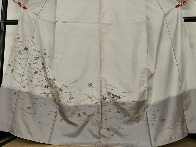 平和屋着物●京の名門・菱屋六右ェ門　紬　訪問着　吹き寄せ花文　暈し染め　正絹　逸品　AAAZ0267zg
