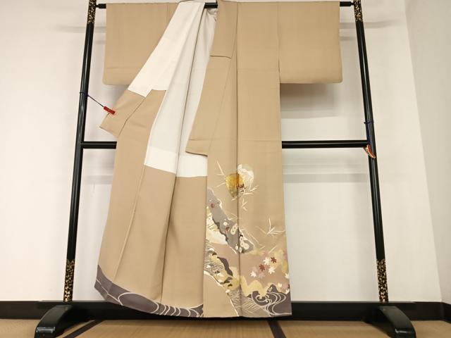平和屋着物●豪華色留袖 駒刺繍 御所車花文 金彩 正絹 逸品 AAAZ0274zg