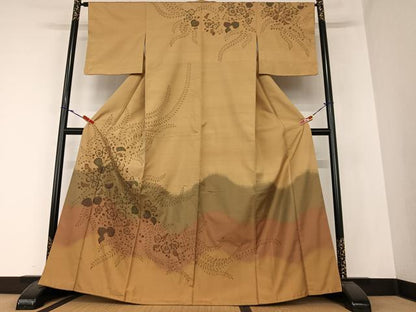 平和屋着物●訪問着 紬地 辻が花 手描き 絞り 暈し染め 正絹 逸品 AAAZ0276zg
