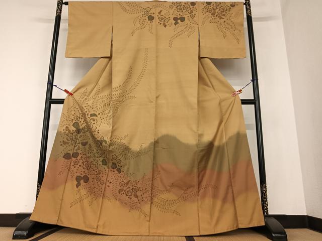 平和屋着物●訪問着 紬地 辻が花 手描き 絞り 暈し染め 正絹 逸品 AAAZ0276zg