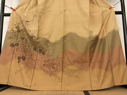 平和屋着物●訪問着 紬地 辻が花 手描き 絞り 暈し染め 正絹 逸品 AAAZ0276zg
