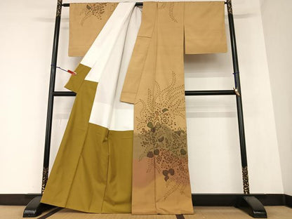 平和屋着物●訪問着 紬地 辻が花 手描き 絞り 暈し染め 正絹 逸品 AAAZ0276zg