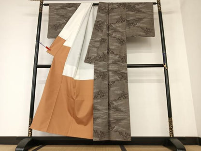 平和屋着物●本場大島紬 泥染 カタス9マルキ 風景文 正絹 逸品 AAAZ0279zg