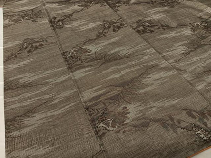 平和屋着物●本場大島紬 泥染 カタス9マルキ 風景文 正絹 逸品 AAAZ0279zg