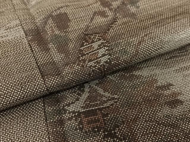 平和屋着物●本場大島紬 泥染 カタス9マルキ 風景文 正絹 逸品 AAAZ0279zg