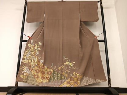 平和屋着物●色留訪問着 駒刺繍 寿光織 梅松花文 桐 金彩 正絹 逸品 AAAZ0280zg