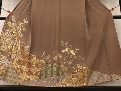 平和屋着物●色留訪問着 駒刺繍 寿光織 梅松花文 桐 金彩 正絹 逸品 AAAZ0280zg