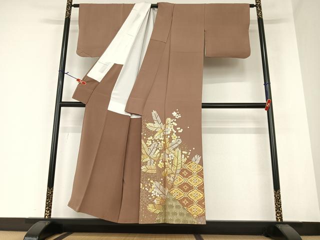 平和屋着物●色留訪問着 駒刺繍 寿光織 梅松花文 桐 金彩 正絹 逸品 AAAZ0280zg