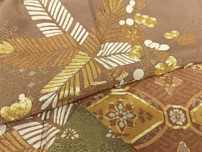平和屋着物●色留訪問着 駒刺繍 寿光織 梅松花文 桐 金彩 正絹 逸品 AAAZ0280zg