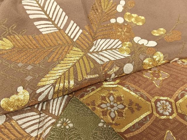 平和屋着物●色留訪問着 駒刺繍 寿光織 梅松花文 桐 金彩 正絹 逸品 AAAZ0280zg