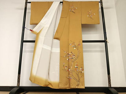 平和屋着物●訪問着　枝梅松文　金彩　正絹　逸品　AAAZ0285zg