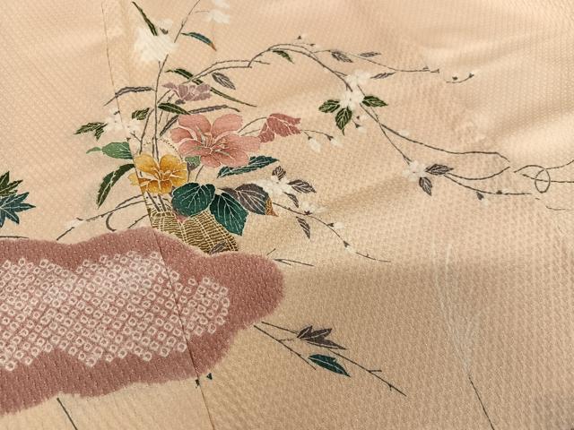 平和屋着物●訪問着　友禅　雲重ね枝花文　正絹　逸品　AAAZ0287zg