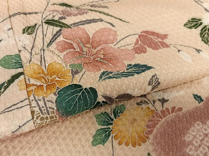 平和屋着物●訪問着　友禅　雲重ね枝花文　正絹　逸品　AAAZ0287zg