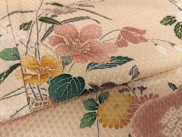 平和屋着物●訪問着　友禅　雲重ね枝花文　正絹　逸品　AAAZ0287zg