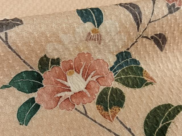 平和屋着物●訪問着　友禅　雲重ね枝花文　正絹　逸品　AAAZ0287zg