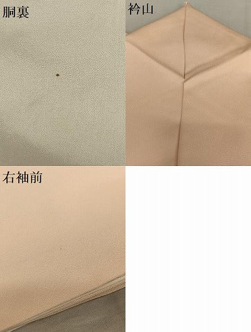 平和屋着物●訪問着　友禅　草花文　肉地色　正絹　逸品　AAAZ0297zg