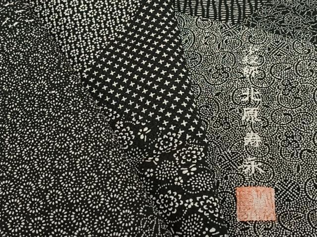 平和屋着物●小紋師　北原寿永　江戸小紋　百柄　黒地　正絹　逸品　AAAZ0302zg