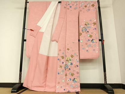 平和屋着物●豪華振袖　雪輪舞花文　金彩　正絹　逸品　AAAZ0303zg
