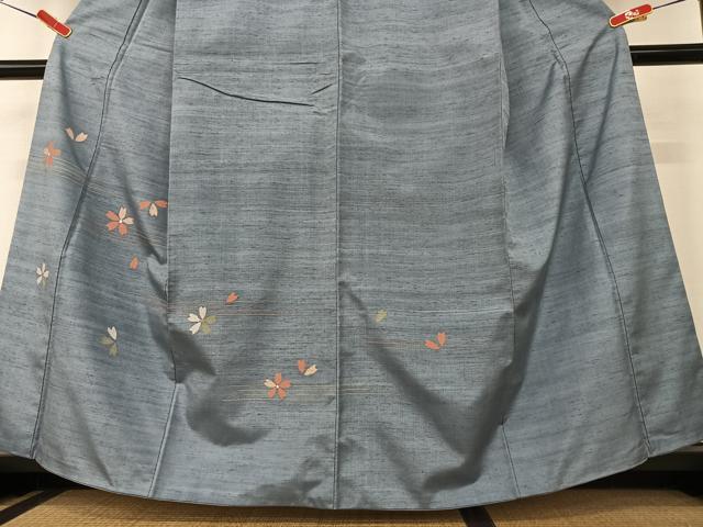 平和屋着物●訪問着　紬地　舞桜　正絹　逸品　AAAZ0305zg