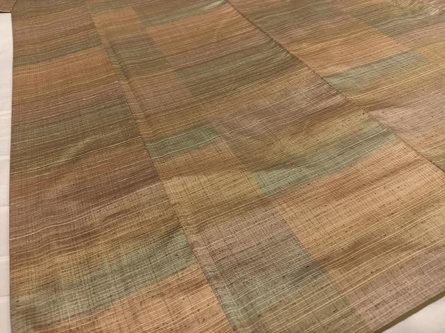 平和屋着物●上質な紬　横段文　正絹　逸品　AAAZ0308zg