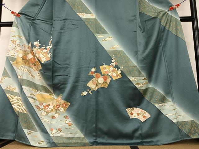 平和屋着物●訪問着　駒刺繍　地紙重ね花文　暈し染め　金彩　松坂屋扱い　正絹　逸品　AAAZ0311zg