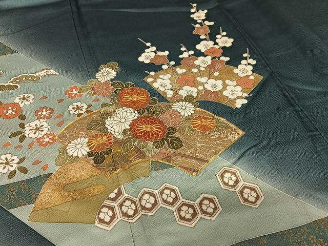平和屋着物●訪問着　駒刺繍　地紙重ね花文　暈し染め　金彩　松坂屋扱い　正絹　逸品　AAAZ0311zg