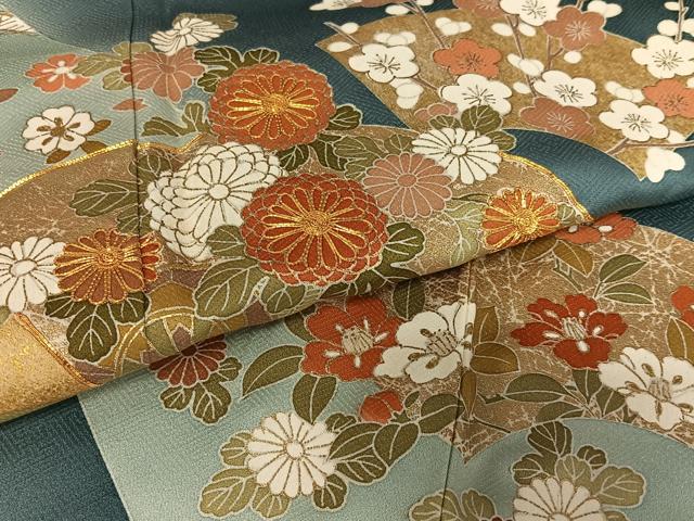 平和屋着物●訪問着　駒刺繍　地紙重ね花文　暈し染め　金彩　松坂屋扱い　正絹　逸品　AAAZ0311zg