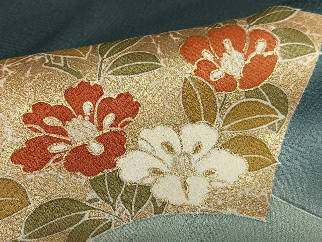 平和屋着物●訪問着　駒刺繍　地紙重ね花文　暈し染め　金彩　松坂屋扱い　正絹　逸品　AAAZ0311zg