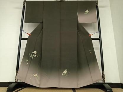 平和屋着物●堀信　訪問着　枝花文　椿　暈し染め　金彩　正絹　逸品　AAAZ0317zg
