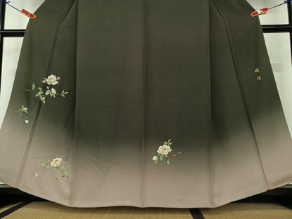 平和屋着物●堀信　訪問着　枝花文　椿　暈し染め　金彩　正絹　逸品　AAAZ0317zg