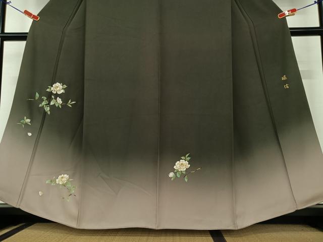 平和屋着物●堀信　訪問着　枝花文　椿　暈し染め　金彩　正絹　逸品　AAAZ0317zg