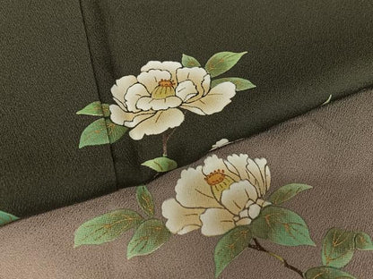 平和屋着物●堀信　訪問着　枝花文　椿　暈し染め　金彩　正絹　逸品　AAAZ0317zg