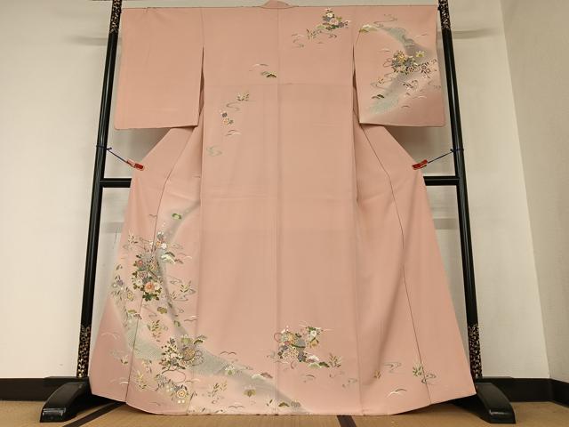 平和屋着物●訪問着 友禅 草花鈴文 暈し染め 金彩 正絹 逸品 AAAZ0329zg