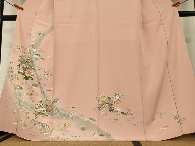 平和屋着物●訪問着 友禅 草花鈴文 暈し染め 金彩 正絹 逸品 AAAZ0329zg